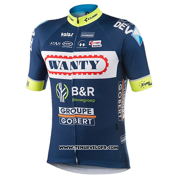 2017 Maillot Ciclismo Wanty Groupe Gobert Bleu Manches Courtes et Cuissard